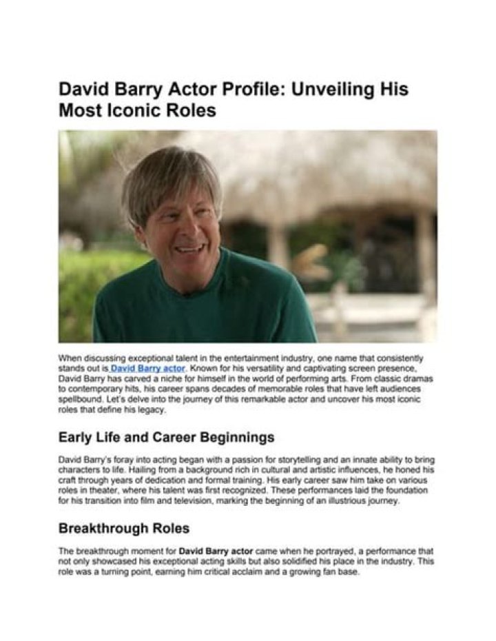 Fame | David Barry (actor) net worth and salary income estimation Jan, 2024