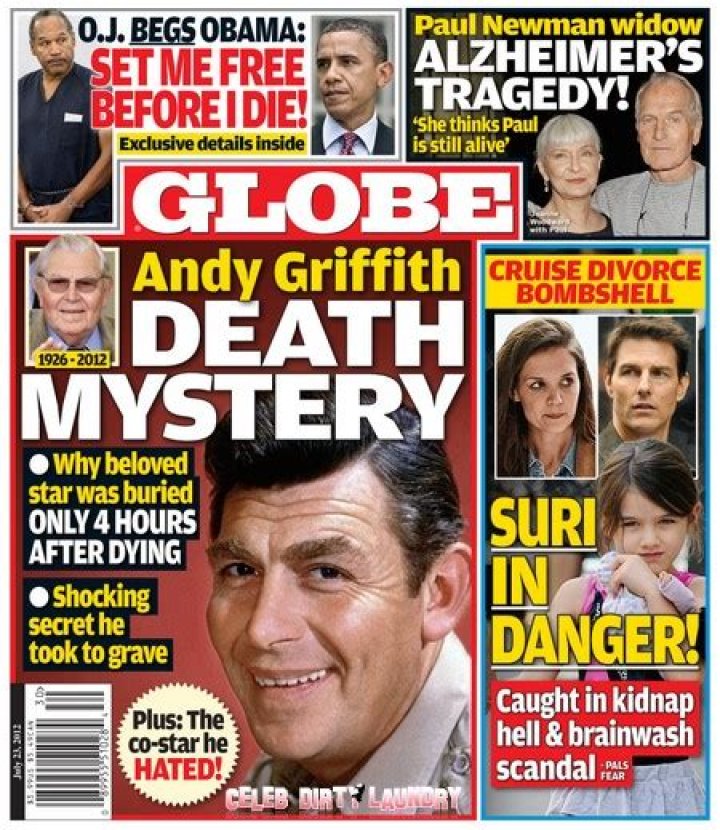 GLOBE Magazine: Andy Griffith’s Death Mystery And His Shocking Secret